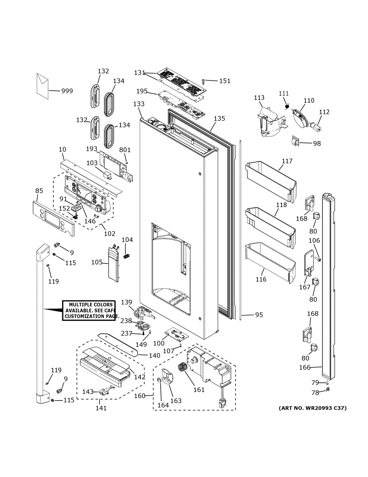 Diagram: Dispenser Door - see part 106