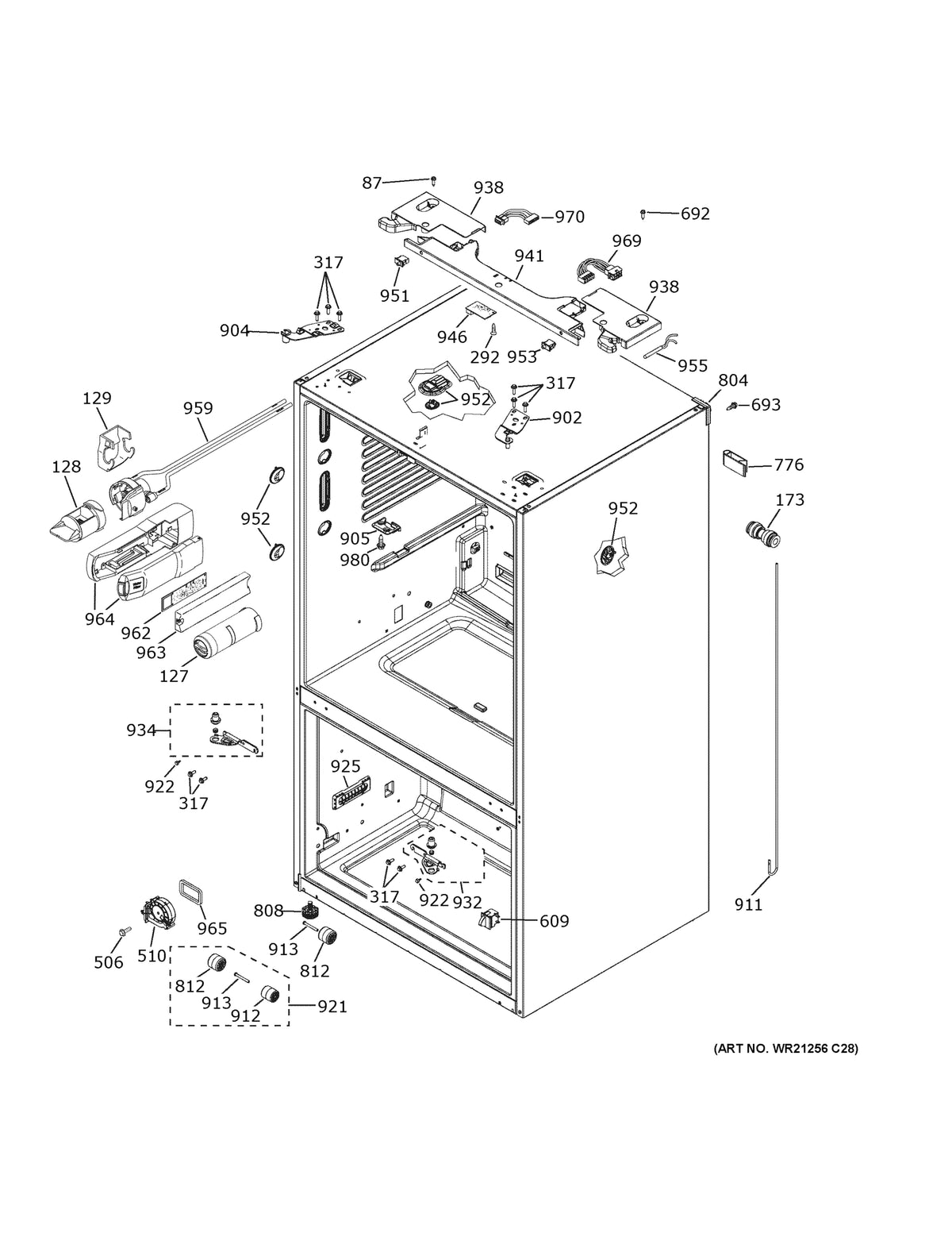 Diagram: Case Parts - see part 959