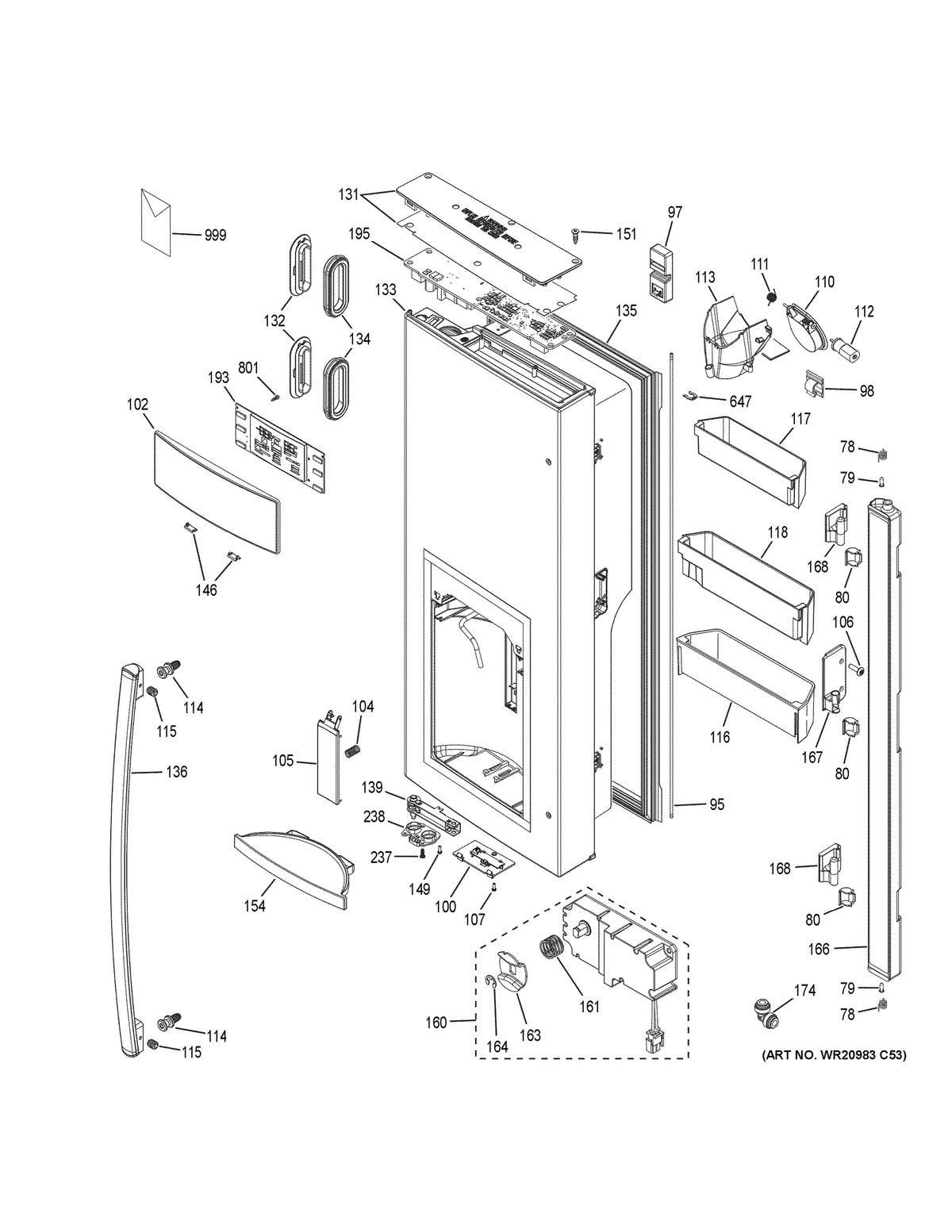 Diagram: Dispenser Door - see part 102