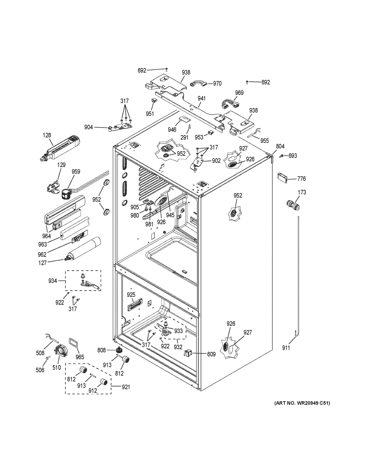 Diagram: Case Parts - see part 969