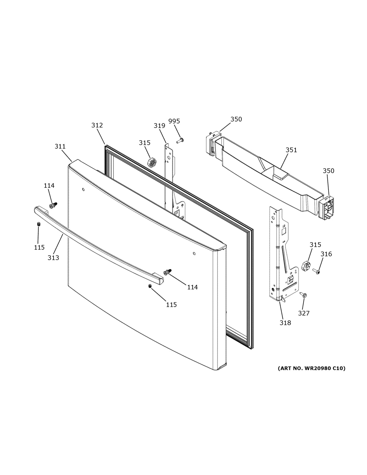 Diagram: Freezer Door - see part 311