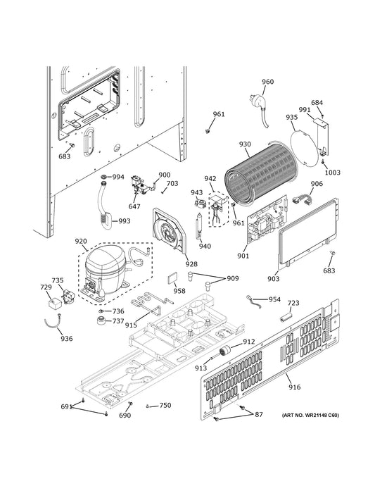Diagram: Machine Compartment - see part 916
